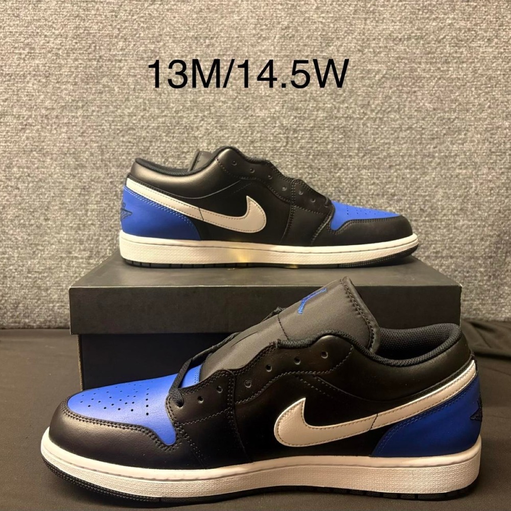 Jordan 1 Low Black Royal Toe Size 13 Mens Brand New with Box 553558-042